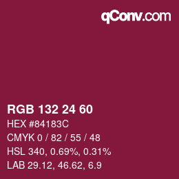 カラーコード: RGB 132 24 60 | qconv.com