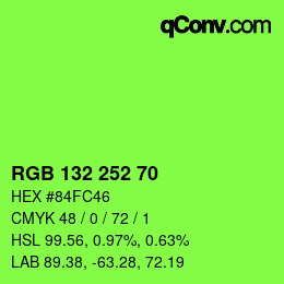 Color code: RGB 132 252 70 | qconv.com