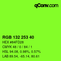 颜色代码: RGB 132 253 40 | qconv.com