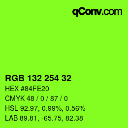 Color code: RGB 132 254 32 | qconv.com