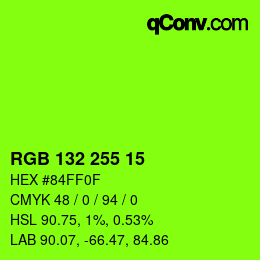 Color code: RGB 132 255 15 | qconv.com