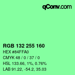 Color code: RGB 132 255 160 | qconv.com