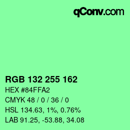 カラーコード: RGB 132 255 162 | qconv.com