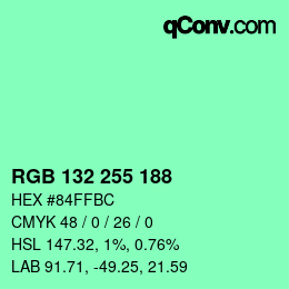 Color code: RGB 132 255 188 | qconv.com