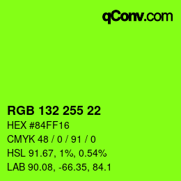 Color code: RGB 132 255 22 | qconv.com