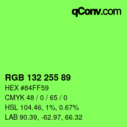 颜色代码: RGB 132 255 89 | qconv.com