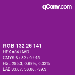 Color code: RGB 132 26 141 | qconv.com