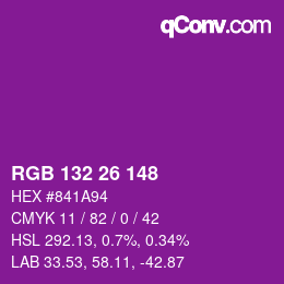 カラーコード: RGB 132 26 148 | qconv.com