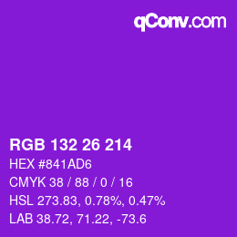 Color code: RGB 132 26 214 | qconv.com