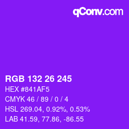 カラーコード: RGB 132 26 245 | qconv.com