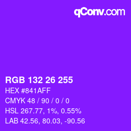 Color code: RGB 132 26 255 | qconv.com