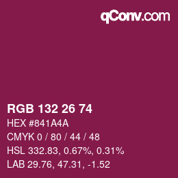 カラーコード: RGB 132 26 74 | qconv.com