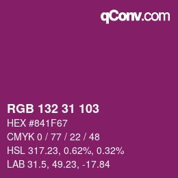 Color code: RGB 132 31 103 | qconv.com