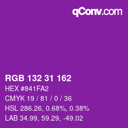 Color code: RGB 132 31 162 | qconv.com