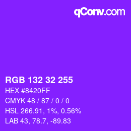 Color code: RGB 132 32 255 | qconv.com