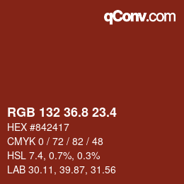 カラーコード: RGB 132 36.8 23.4 | qconv.com