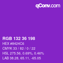 Color code: RGB 132 36 198 | qconv.com