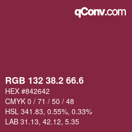 カラーコード: RGB 132 38.2 66.6 | qconv.com