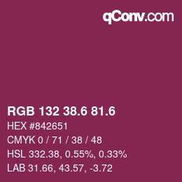 カラーコード: RGB 132 38.6 81.6 | qconv.com