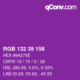 カラーコード: RGB 132 39 158 | qconv.com