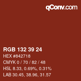 カラーコード: RGB 132 39 24 | qconv.com