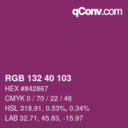 Color code: RGB 132 40 103 | qconv.com