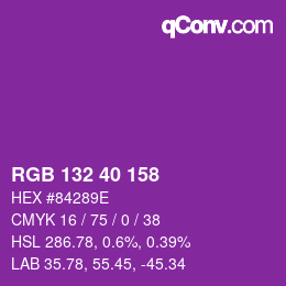 カラーコード: RGB 132 40 158 | qconv.com