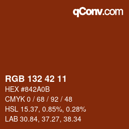 Código de color: RGB 132 42 11 | qconv.com