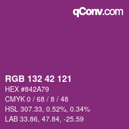 颜色代码: RGB 132 42 121 | qconv.com