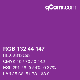 Color code: RGB 132 44 147 | qconv.com