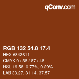 カラーコード: RGB 132 54.8 17.4 | qconv.com