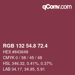 カラーコード: RGB 132 54.8 72.4 | qconv.com