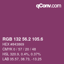 カラーコード: RGB 132 56.2 105.6 | qconv.com