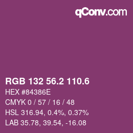 カラーコード: RGB 132 56.2 110.6 | qconv.com