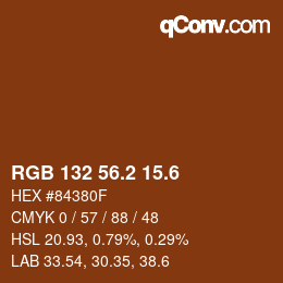 カラーコード: RGB 132 56.2 15.6 | qconv.com