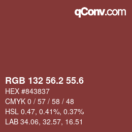 カラーコード: RGB 132 56.2 55.6 | qconv.com