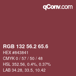 カラーコード: RGB 132 56.2 65.6 | qconv.com