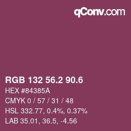 カラーコード: RGB 132 56.2 90.6 | qconv.com