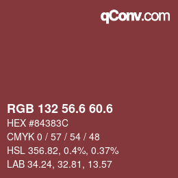 カラーコード: RGB 132 56.6 60.6 | qconv.com