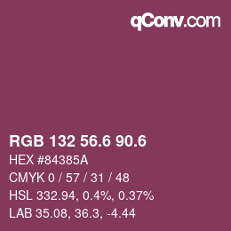 カラーコード: RGB 132 56.6 90.6 | qconv.com