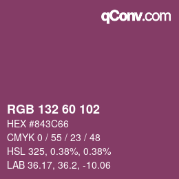 カラーコード: RGB 132 60 102 | qconv.com