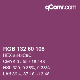カラーコード: RGB 132 60 108 | qconv.com