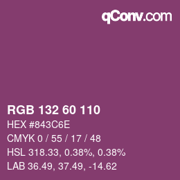 カラーコード: RGB 132 60 110 | qconv.com