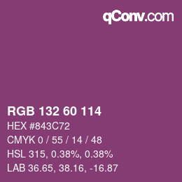 カラーコード: RGB 132 60 114 | qconv.com