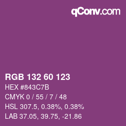 カラーコード: RGB 132 60 123 | qconv.com
