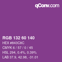颜色代码: RGB 132 60 140 | qconv.com