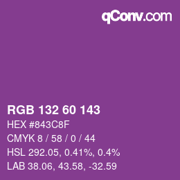 カラーコード: RGB 132 60 143 | qconv.com