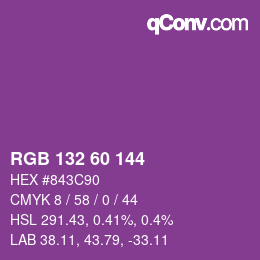 カラーコード: RGB 132 60 144 | qconv.com