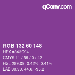 カラーコード: RGB 132 60 148 | qconv.com