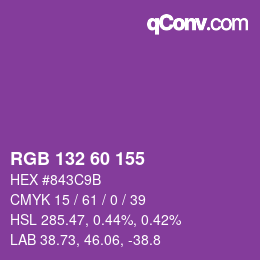 カラーコード: RGB 132 60 155 | qconv.com